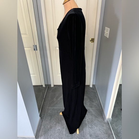 Vintage Black Velvet Long Sleeve‎ Maxi Dress Witchy Whimsigoth - Picture 5 of 6